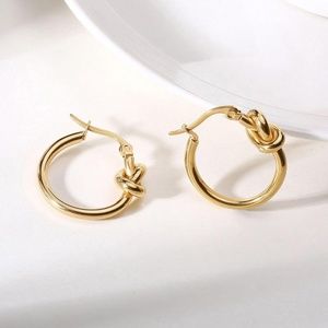 Gold Plated Knotted Hoop Earring